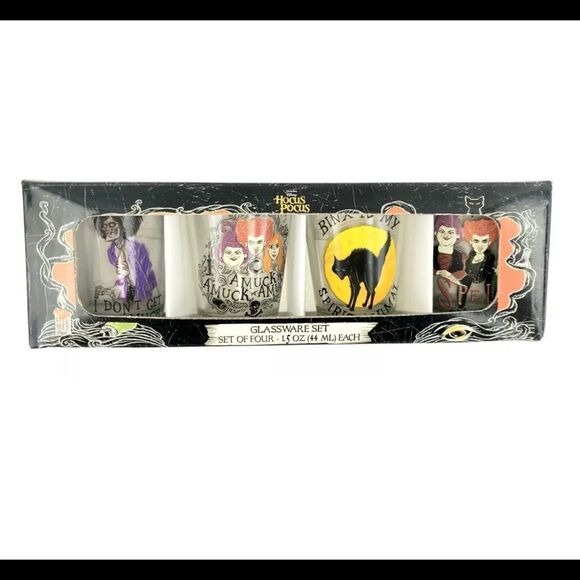 Disney Hocus Pocus Set Of 4 Shot Glass 1.5 Oz - Picture 1 of 4